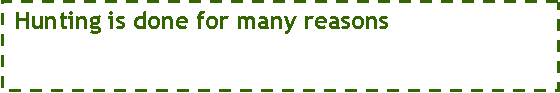 Text Box:  Hunting is done for many reasons